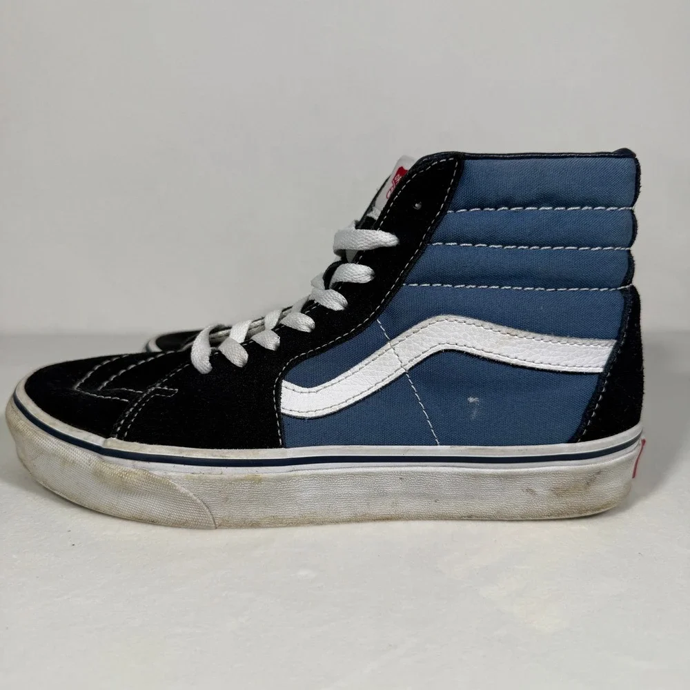 Vans Sk8-Hi High Top Sneakers Blue Black M 7 W 8.5 Skater Indie Streetwear